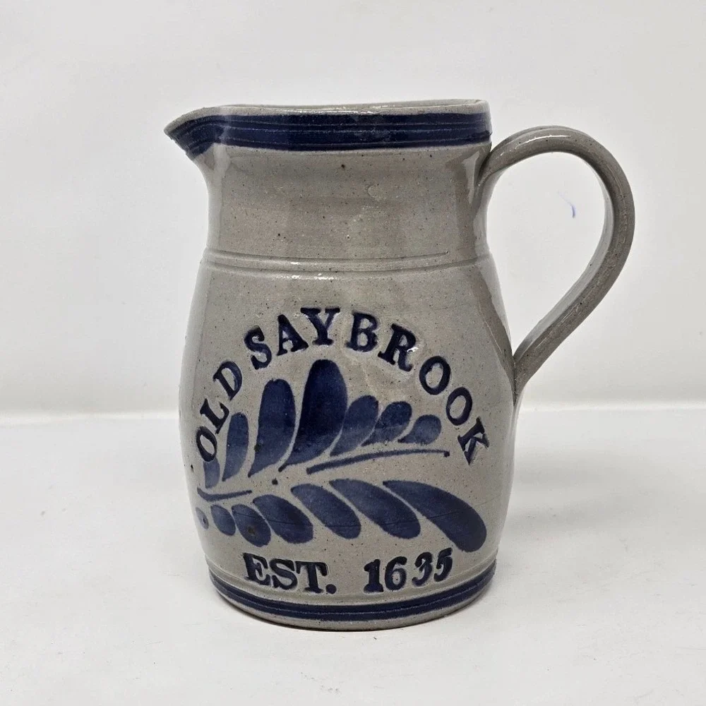 Vtg Westerwald salt glazed pottery handled pitcher